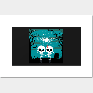 Spooky couple at night Posters and Art